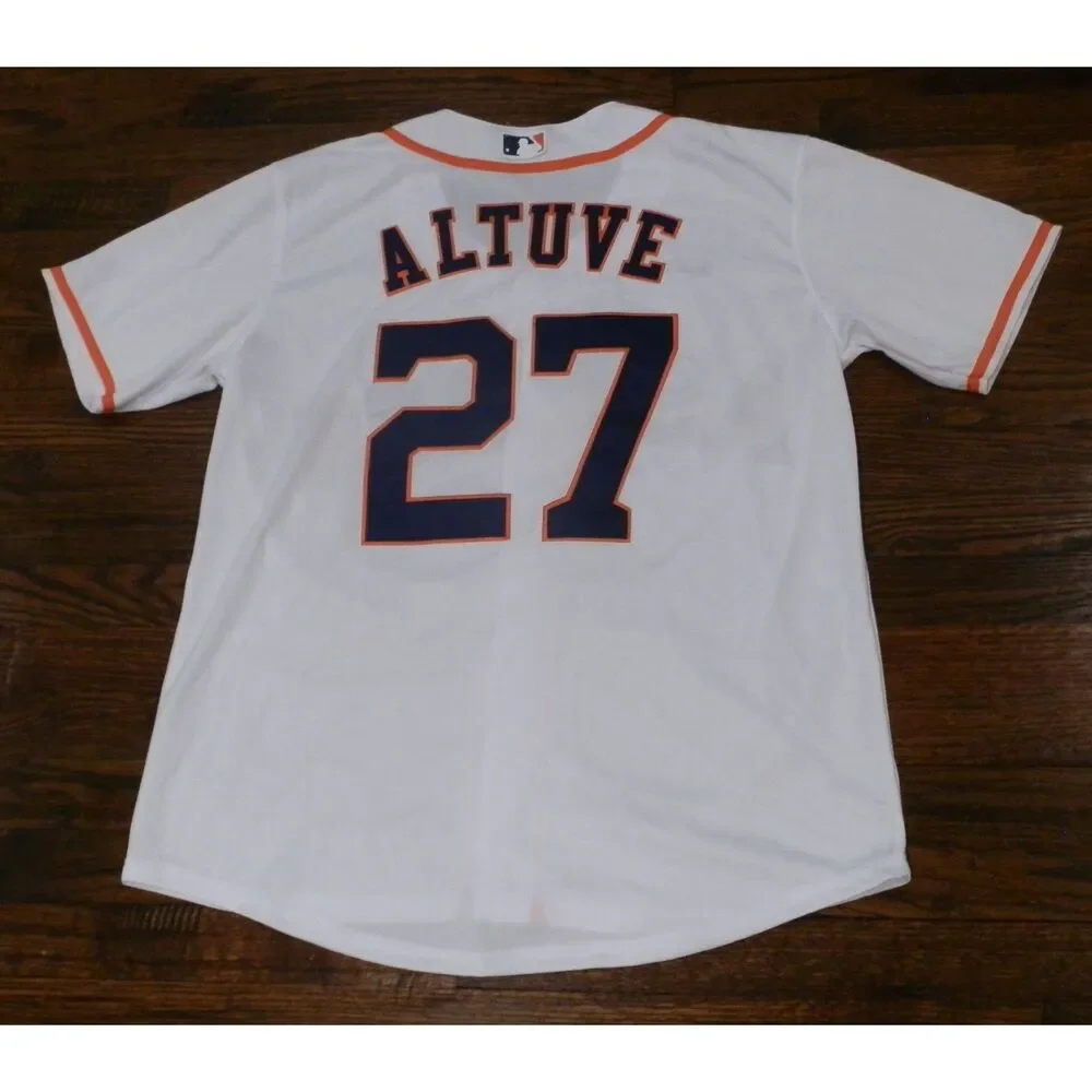 Nike Houston Astros Altuve 27 Stitched White Home Limited Jersey Men Large READ